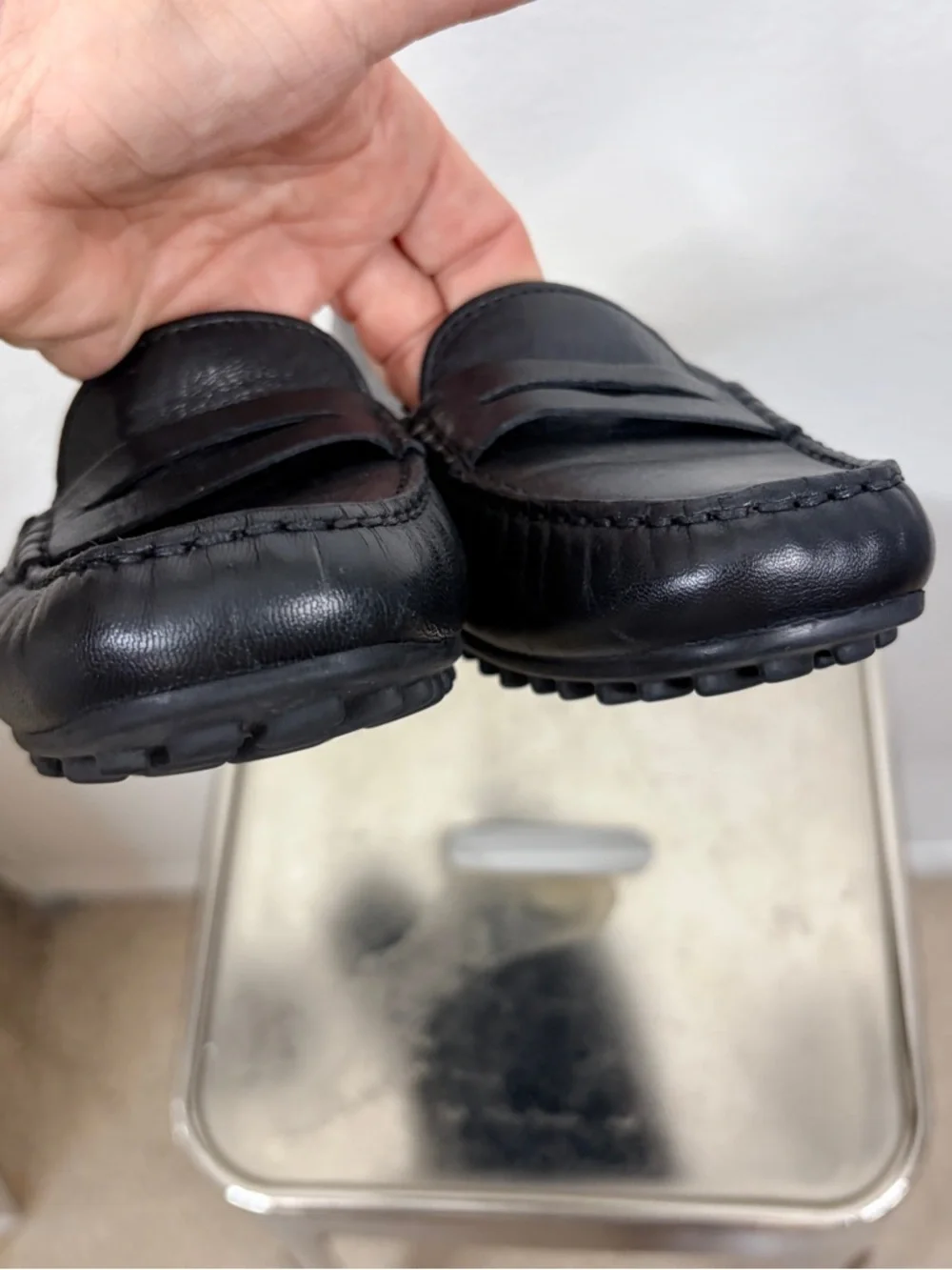 ECCO Classic Driving Shoe Black Leather Penny Loafers - Women 6 NEW W/O TAGS